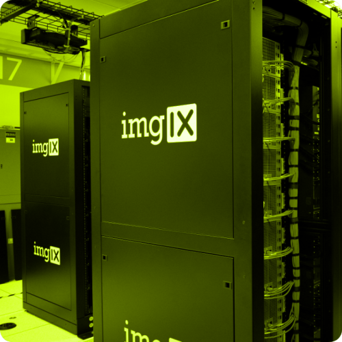 Server room featuring 'imgIX' servers and network infrastructure.